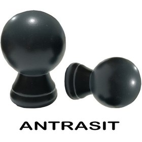 Resim Perdemix Ahşap Rustik Top Başlık 2 Adet Antrasit 