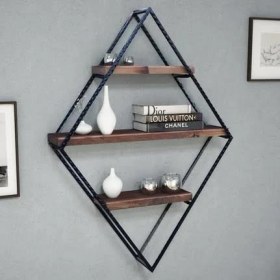 Resim Umut Park Metal Ahşap Baklava Duvar Raf 