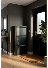 Resim Metal Ayakkabılık 3'lü Kilitli Model Siyah 