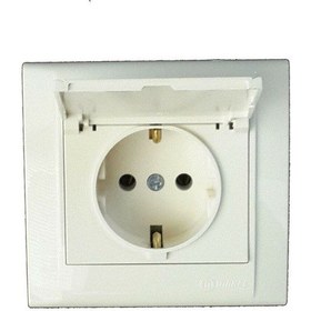 Resim Makel Defne Krem Kapaklı Topraklı Priz N116009 