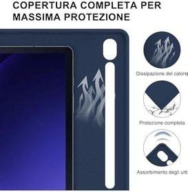 Resim m.tk moveteck Galaxy Tab S10+ ile Uyumlu Klavyeli Kalem Bölmeli Bluetooth Standlı Kılıf, Lacivert 