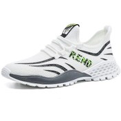 Resim Beyaz Moda Erkek Ayakkabıları Rahat Trendy Ayakkabı Örgü Nefes Spor Hafif Koşu Ayakkabıları Beyaz 