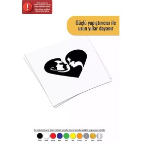 Resim Kalp İçinde Çift - Araç, Oto, Laptop, Duvar Uyumlu Sticker 15 13 Cm 