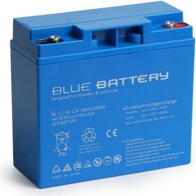Resim Blue Battery 12V 18 Amper Bakımsız Kuru Akü Ups Aküsü 