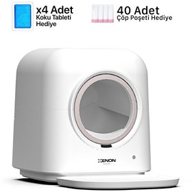 Resim Xenon Smart Akıllı Otomatik Kedi Tuvaleti 4LT Hazneli Mama Kabı Bataryalı Su Pınarı ve Yedek Filtre Pet Seti 