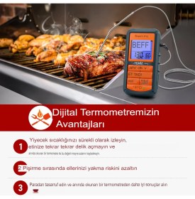Resim ThermoPro TP-06B Dijital Pişirme Gıda Et Termometresi 