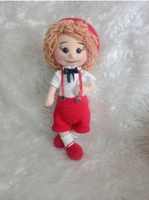 Resim OYUNCAKPARK Şapkalı Kırmızılı Bebek Amigurumi Organik Oyuncak 
