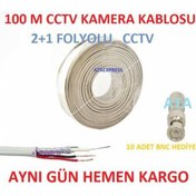 Resim 10 Adet Bnc Li 100Metre 2+1Cctv Cc Tv Kamera Montaj Kablos 