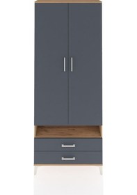 Resim Arges Dolap 3 Raflı 2 Çekmeceli Tek Askılı 88x30x221 Çam-antrasit Atlas Çam 