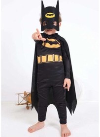 Resim Zyzqstore Batman Çocuk Kostümü - Maskeli Pelerinli Batman Kostümü - Maske Ve Elbise Takımı Açık Mavi 