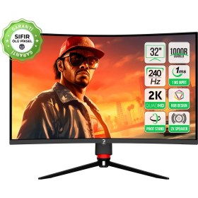 Resim GamePower 32'' Vision V30 Curved 1000R RGB 240Hz 1ms 2K (QHD) , Kvm, Speaker, Type C Gaming Monitör (Sıfır Ölü Piksel Garantili) 