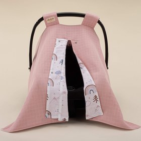 Resim Puset Örtüsü - Çift Taraflı - Pudra Muslin - Pastel Gökkuşağı 