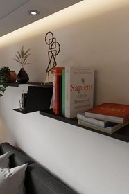 Resim Risingmaber Siyah Metal Duvara Monte 3 Parça Duvar Rafı, Uçan Duvar Rafı ve Kitaplık Rafı MT117S 