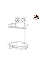 Resim Vakumlu Banyo Rafı Şampuanlık 2 Katlı Gri 