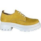 Resim Bağcıklı Yüksek Taban Kadın Oxford Ayakkabı Sarı-beyaz Beyaz 