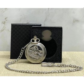 Resim Özel Kutulu Tren Temali Gümüş Köstekli Saat Alk4675 Asorti 