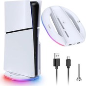 Resim SFL Product Playstation 5 Slim Dikey Stand 14 Işık Modu USB Hub USB Kablolu PlayStation 5 Slim Konsol RGB Stand 