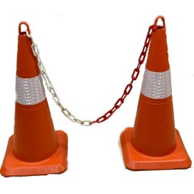 Resim Lorex LR-0250-M Pvc Koni 50CM Tek Reflektifli + 20CM Kırmızı-Beyaz Trafik Zinciri 