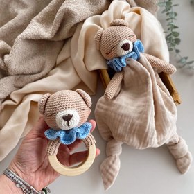 Resim Amigurumi Müslin Uyku Arkadaşı Ayıcık - 2li set mavi 