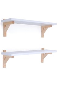 Resim BRF TrendySell PIKAS Ahşap Montessori Dekoratif İkili Duvar Rafı – Kitaplık ve Sergileme Rafı, Beyaz Tab 