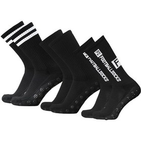 Resim Geeroyoo 3 Çift Futbol Çorabı - Anti Kayma Tabanlı, Neme Dayanıklı, Erkek/kadın 39-44 Numara, Spor Aktivitelere Uygun Siyah 