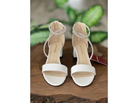 Resim Pierre Cardin Kadın Pierre Cardin Taşlı Beyaz Topuklu Sandalet 