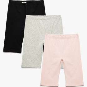 Resim Koton Pamuklu Beli Lastikli 3'lü Basic Kısa Tayt Seti Gri 5skg10313ak Gri 