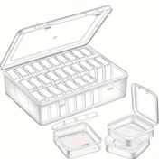 Resim 14 Parça Plastik Saklama Kutusu Seti, Şeffaf Taşınabilir Organizer – El İşleri, Boncuklar, Saç Aksesuarları, Takılar ve Donanım için 14/30 Bölmeli Seçenek 