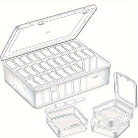 Resim 14 Parça Plastik Saklama Kutusu Seti, Şeffaf Taşınabilir Organizer – El İşleri, Boncuklar, Saç Aksesuarları, Takılar ve Donanım için 14/30 Bölmeli Seçenek 