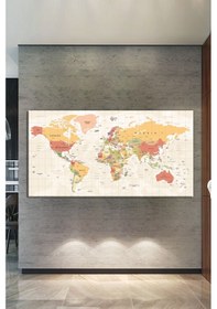 Resim Dünya Haritası World Map Dekoratif Kanvas TAblo 120 x 60 