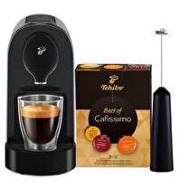 Resim Cafissimo Pure Plus Kapsüllü Kahve Makinesi, Siyah & Şarjlı Süt Köpürtücü, Siyah & Cafissimo Best Of 30'lu Kapsül Kahve & 