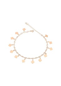 Resim Brezza Lusso Jewelry Lazer Kesim Yonca Su Yolu Sallantılı Gümüş Kadın Ayak Halhal Rose 