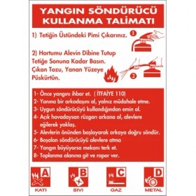 Resim Gündoğdu 5 Adet Yangın Söndürücü Kullanma Talimatı Uyarı Levhası 