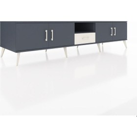 Resim Kronos Tv Ünitesi 3 Raflı Tek Çekmeceli 4 Kapaklı 220x59x51 Antrasit-antrasit/aytaşı Antrasıt/aytası - Antrasıt 