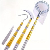 Resim 3’ü 1 Arada Uzatılabilir Meyve Toplama Aleti - Teleskopik Sap ve File Torba ile Dayanıklı Metal Bahçe Aleti, Hurma, Elma, Mango, Şeftali için Mükemmel - Ergonomik Tasarım, Güvenli Meyve Toplama, Sağlam Yapı 