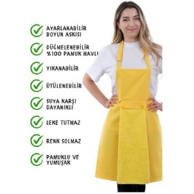 Resim Star Ayar Askılı Havlulu Mutfak Önlüğü Seti Havlulu Önlük Sarı-sarı 