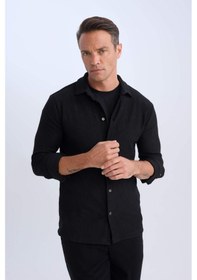Resim DeFacto Modern Fit Polo Yaka Uzun Kollu Gömlek D3692AX24AUBK81 