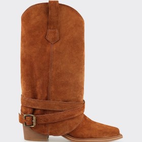Resim Elle Shoes Taba Deri Kadın Western Çizme 