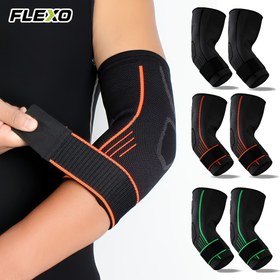 Resim 2 adet/1 Çift Siyah, Turuncu & Yeşil Üç Renkli Spor Dirsek Destek Kayışları - Yüksek Esneklik Nefes Alabilir Tasarım - Fitness Antrenmanı ve Yoga için Uygun 
