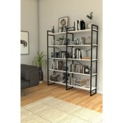 Resim Mobitopya Nilamu Kitaplık / Metal Aksamlı / Antrasit Gri / Açık Raf / Organizer / Ofis / Ev / 5 Raflı Kitaplık 
