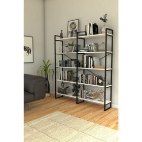 Resim Mobitopya Nilamu Kitaplık / Metal Aksamlı / Antrasit Gri / Açık Raf / Organizer / Ofis / Ev / 5 Raflı Kitaplık 