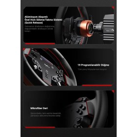 Resim Pxn W As | Modüler Sim Yarış Direksiyonu (280MM) | Hall-Effect Manyetik Vites Kulakçıkları, Alüminyum Quick Release 