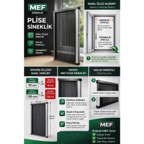 Resim MEF Plise Akordion Plise Kapı Sineklik Beyaz ÖZEL ÖLÇÜ ÜRETİM PREMİUM KALIN SERİİ 0-90 cm x 0-220 cm 
