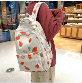 Resim Dancemonkey Sırt Sırt Okul Öğrenci Mavi Kadın Çilek Çantası Çantası Çantası Baskılı Xe Mavi 