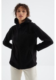 Resim Tommy Life Siyah Kapüşonlu Fermuarlı Rahat Form Kadın Polar Sweatshirt - 97233 Siyah 