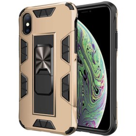Resim Fibaks Apple Iphone X Uyumlu Kılıf Volve Military Armor Metal Yüzüklü Standlı Tank Zırh Tam Koruma 