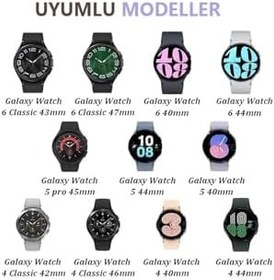 Resim Samsung Galaxy Watch 4 5 Pro 6 7 Seri 40 44mm Classic 42 43 45 46 47mm Paslanmaz Çelik Kordon Siyah 