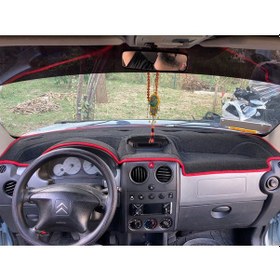 Resim 1993-2003 Modellerine Uygun Peugeot PartnerTorpido Koruma Halısı Kenar Renk Kırmızı 