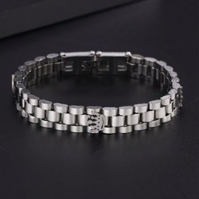 Resim Günlük Kıyafetler İçin Şık Uniseks Aksesuar, Gümüş Üçlü Taç Tasarımı 316L Paslanmaz Çelik Bilezik 