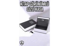 Resim Belle Fusion Mey Ithalat® Büyük Boy Anahtarlı Kitap Görünümlü Gizli Kasa Çelik Kasa Altın Kasası 